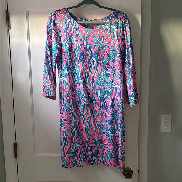 Lilly Pulitzer Pink & Blue Floral Shift Dress - Picture 2 of 6